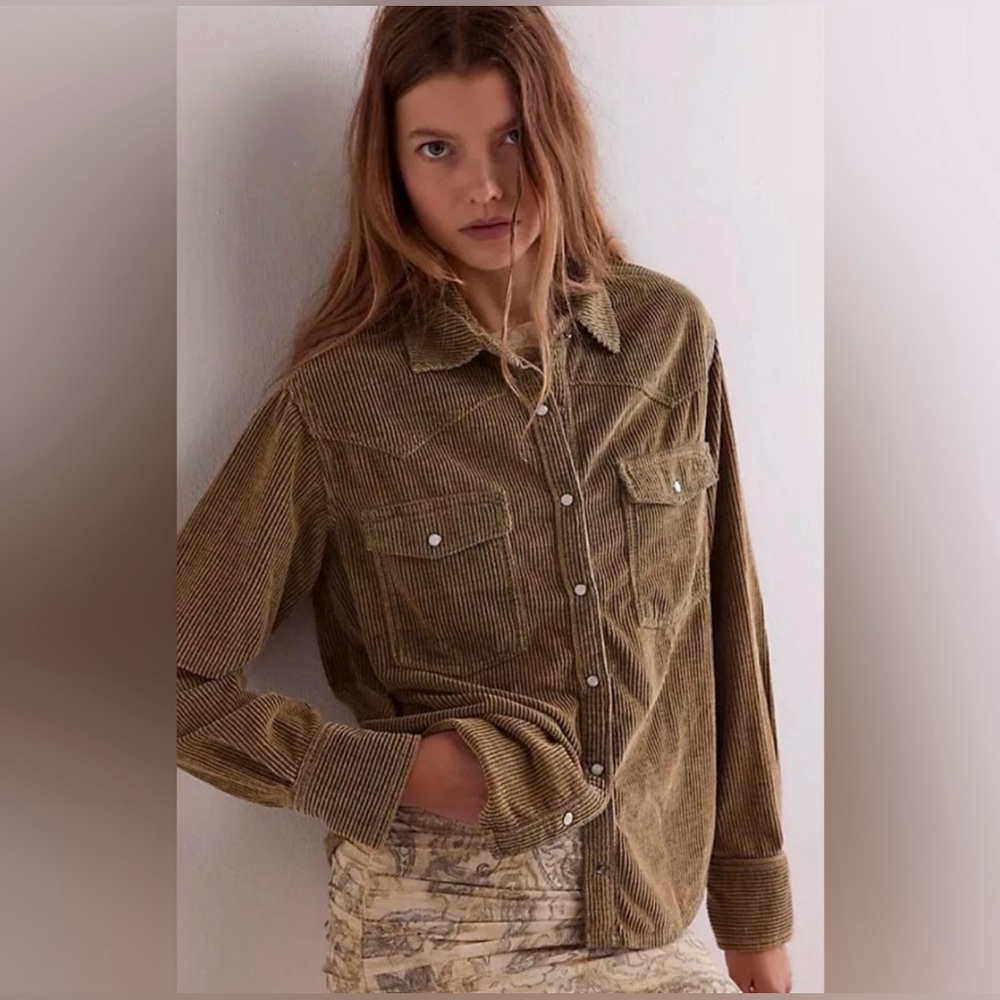43. NWOT Free People Hideaway Cord Shirt Roscoe Bermuda